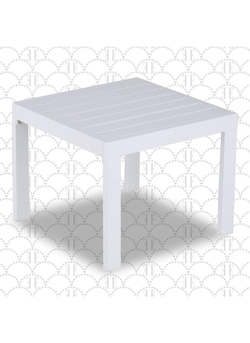 INDIAN DECOR INDIAN DECOR 45175 Outdoor Patio Furniture Collection in WeatherResistant Metal Frame Patio Side Table White  - Image 1