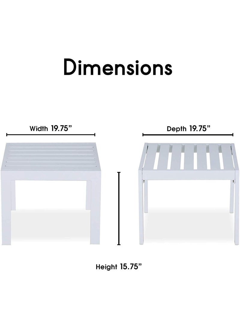 INDIAN DECOR INDIAN DECOR 45175 Outdoor Patio Furniture Collection in WeatherResistant Metal Frame Patio Side Table White  - Image 3