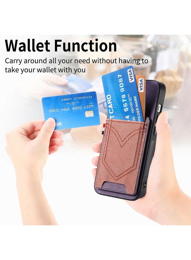 اس-توب جراب هاتف من الجلد الصناعي بتصميم دينم لهاتف iPhone 15 Plus مع فتحة للبطاقات - Image 5