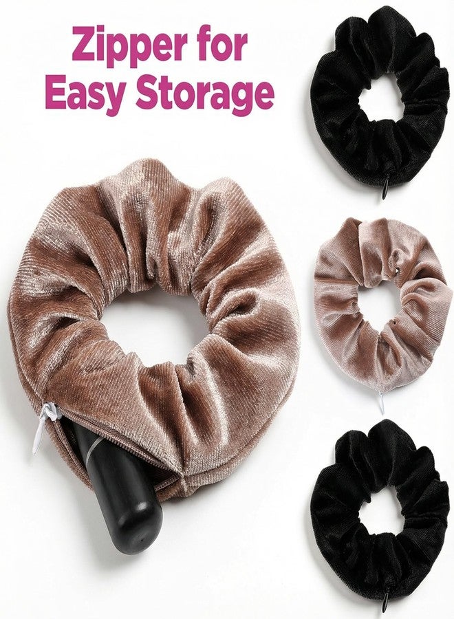 DOPENSPI 4PCS Pocket Scrunchie, Velvet Hidden Pockets Scrunchies Hair Tie with Hidden Storage Zipper Hair Ties Soft Ponytail Holder Hairs Accessories for Women Girls Gift - Image 2