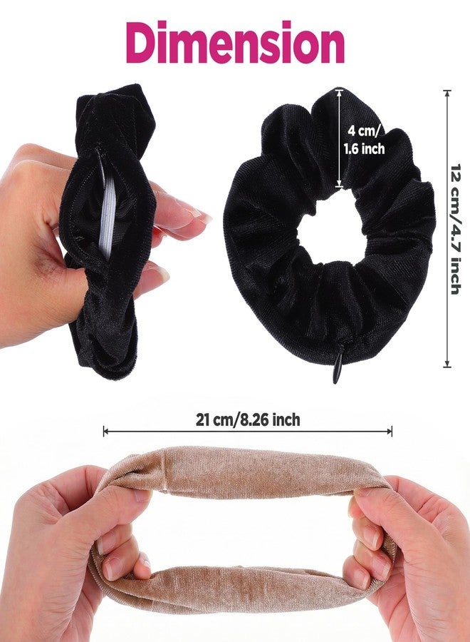 DOPENSPI 4PCS Pocket Scrunchie, Velvet Hidden Pockets Scrunchies Hair Tie with Hidden Storage Zipper Hair Ties Soft Ponytail Holder Hairs Accessories for Women Girls Gift - Image 3