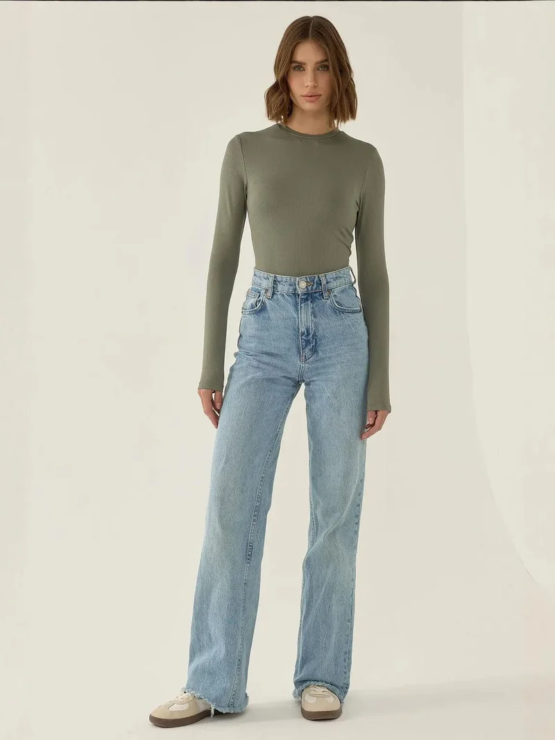 HICCUP Slim Fit Long Sleeve Crew Neck Bodysuit