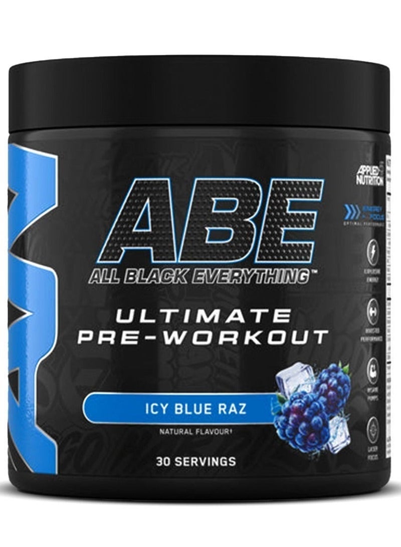 أبلايد نيوتريشن مسحوق ABE المتطور لما قبل التمرين بنكهة التوت الأزرق المثلج (Icy Blue Raz) - وزن 375 جم | 30 حصة | 3 جم كرياتين و3 جم سيترولين لكل حصة | فيتامين B3 | تركيبة مخصصة لما قبل التمرين | سهل الخلط - Image 1