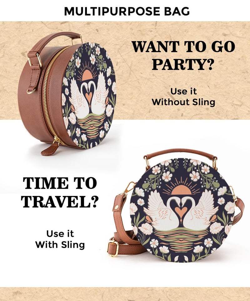 Kalankit Round Sling Bag for Women – Stylish Crossbody Side Bag, Travel Box Purse – Trendy Handbag Gift for Modern & Bold Women, Perfect Birthday Present - Image 5