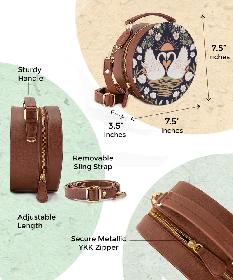 Kalankit Round Sling Bag for Women – Stylish Crossbody Side Bag, Travel Box Purse – Trendy Handbag Gift for Modern & Bold Women, Perfect Birthday Present - Image 2