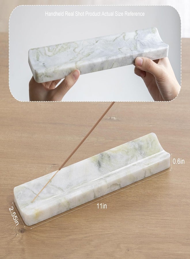 RGBDOT Marble Incense Holder Burner-Natural Stone Stick Incense Tray with Ash Catcher，20 Sticks & Brush - Elegant Decor for Meditation, Yoga, Home,Gift(White Green) - Image 5
