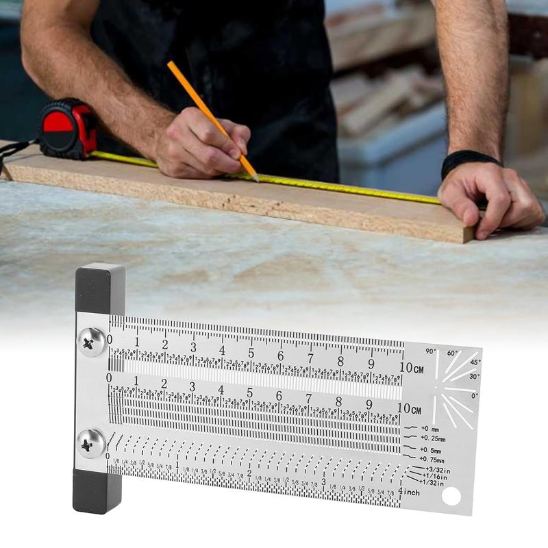مسطرة حرف T من الفولاذ المقاوم للصدأ 100 مم 4 بوصة قلم تحديد النجارة لمثقاب الضغط ومنشار الطاولة - Image 3