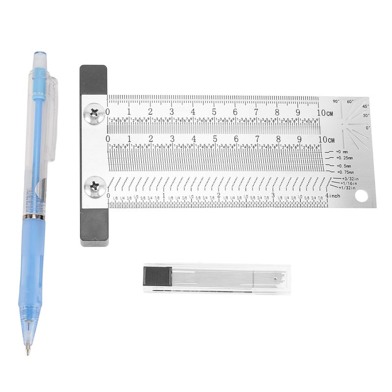 مسطرة حرف T من الفولاذ المقاوم للصدأ 100 مم 4 بوصة قلم تحديد النجارة لمثقاب الضغط ومنشار الطاولة - Image 1