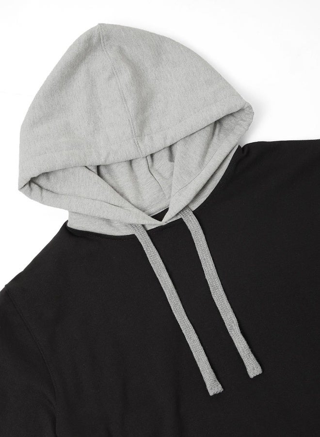 Dennis Lingo Regular Fit Black Solid Hooded Sweatshirt for Men - Polycotton, Full Sleeves  - Image 2