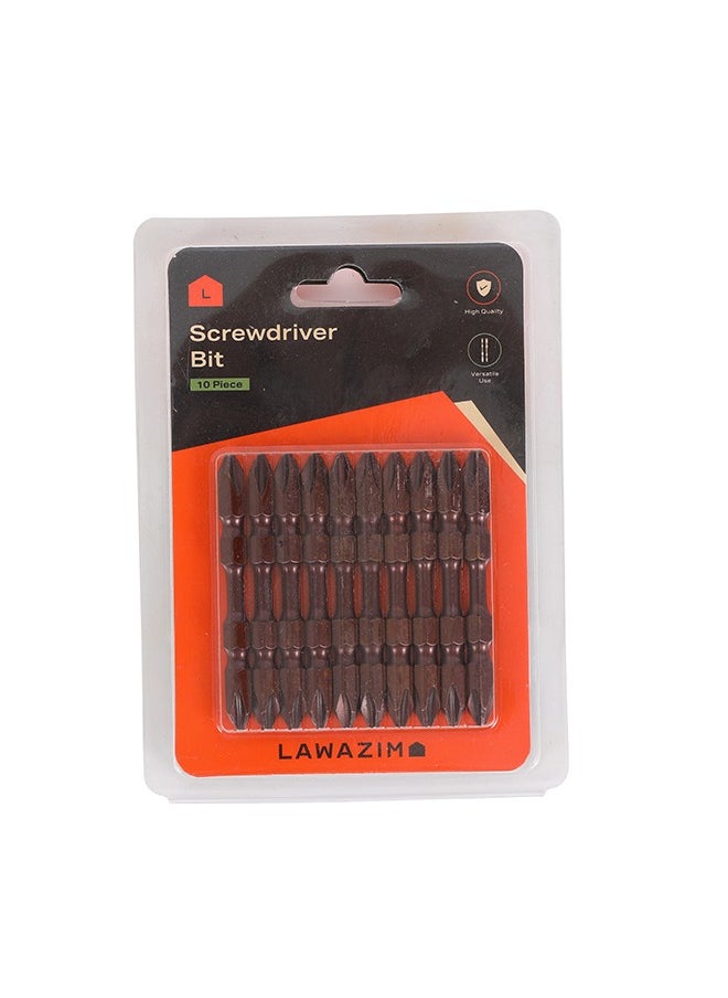 LAWAZIM - Screwdriver Bit Set -10 Piece- Double-End Cross-Head, 65mm Nickel-Plated, Anti-Slip Wear-Resistant Bits for Home Repairs, DIY Projects, Professional Use, Woodworking Automotive Precision Tasks - Image 1