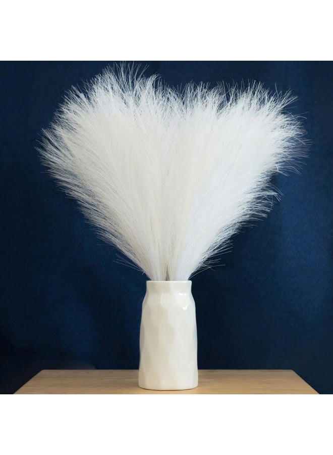 EVODIS Faux Pampas Grass, 18"/45cm Artificial Pampas Grass Fluffy 6 Stem pompous Grass Flower Arrangement for Boho Home Wedding Decoration (White) - Image 1