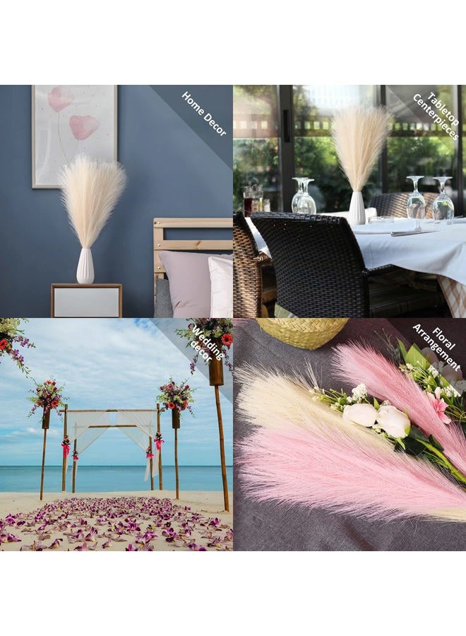 EVODIS Faux Pampas Grass, 18"/45cm Artificial Pampas Grass Fluffy 6 Stem pompous Grass Flower Arrangement for Boho Home Wedding Decoration (White) - Image 4