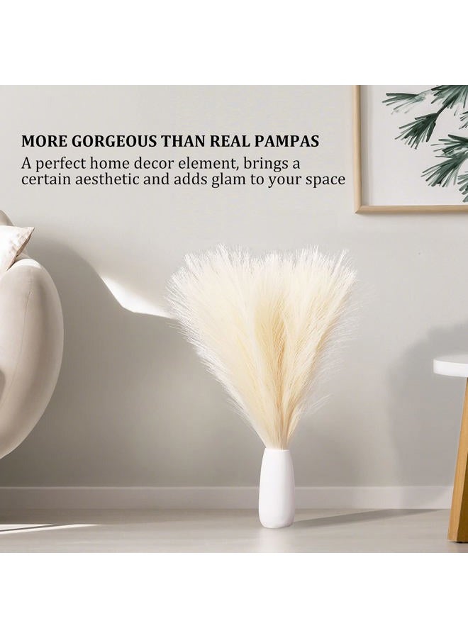 EVODIS Faux Pampas Grass, 18"/45cm Artificial Pampas Grass Fluffy 6 Stem pompous Grass Flower Arrangement for Boho Home Wedding Decoration (White) - Image 2