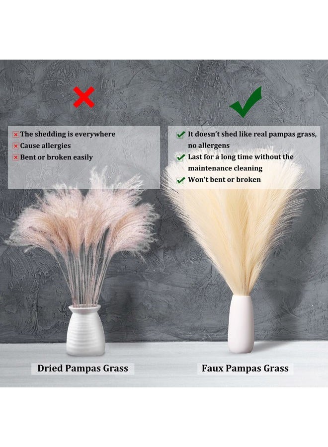 EVODIS Faux Pampas Grass, 18"/45cm Artificial Pampas Grass Fluffy 6 Stem pompous Grass Flower Arrangement for Boho Home Wedding Decoration (White) - Image 3