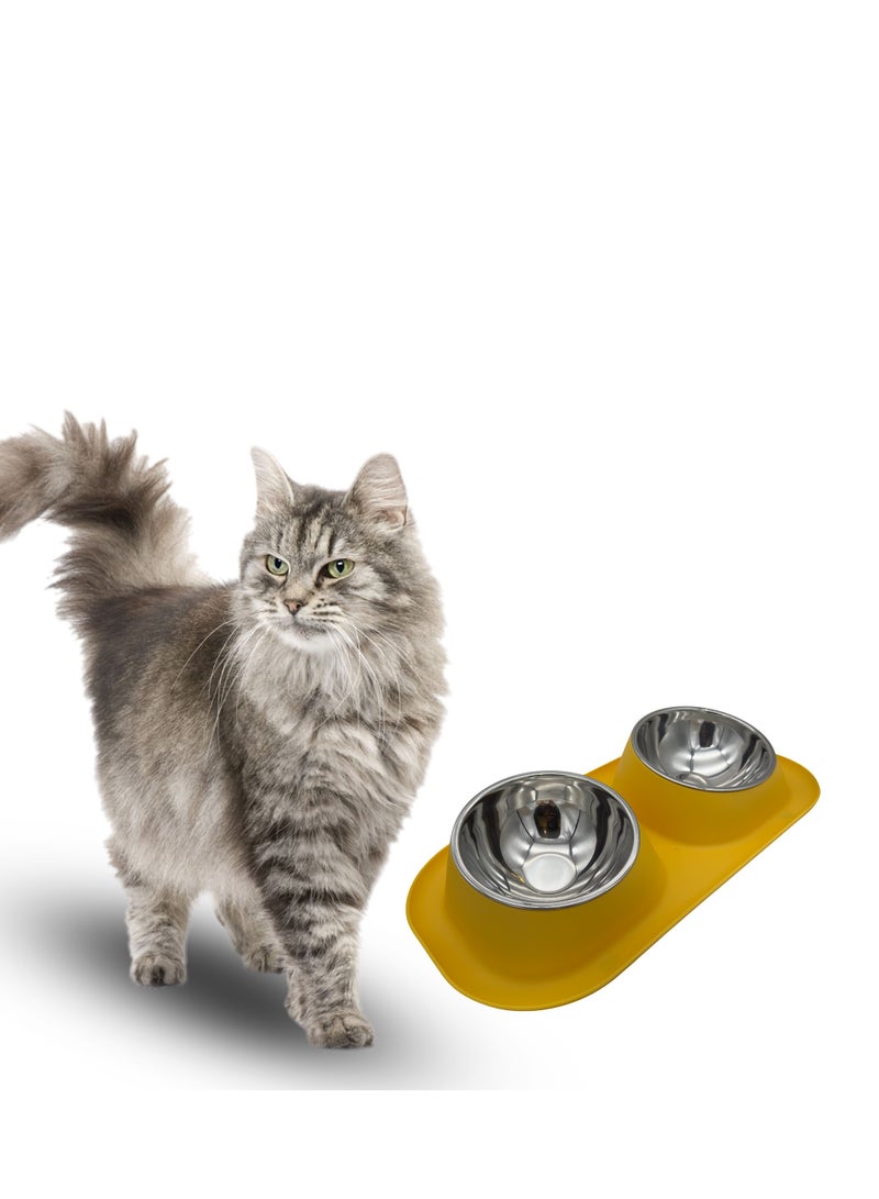 Knox Powering Generations Knox Dual Pet Feeding Bowl with Non-Slip Silicone Mat, Detachable Stainless Steel Food & Water Bowls for Cats, Small & Medium Dogs, Easy-Clean, BPA-Free, Spill-Proof Design - Image 1