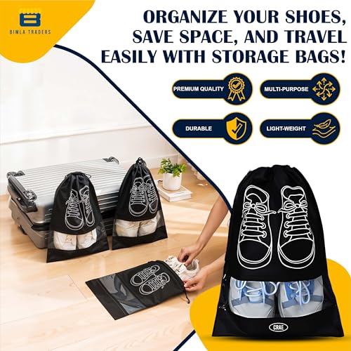 Crae Shoes Bag for Travel & Storage Organizer for Men & Women | Travel Accessories | Shoe Organizer | Shoe Cover for Travel Essentials (Black,Pack of 6) - Image 2