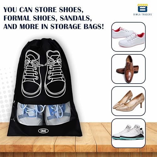 Crae Shoes Bag for Travel & Storage Organizer for Men & Women | Travel Accessories | Shoe Organizer | Shoe Cover for Travel Essentials (Black,Pack of 6) - Image 4