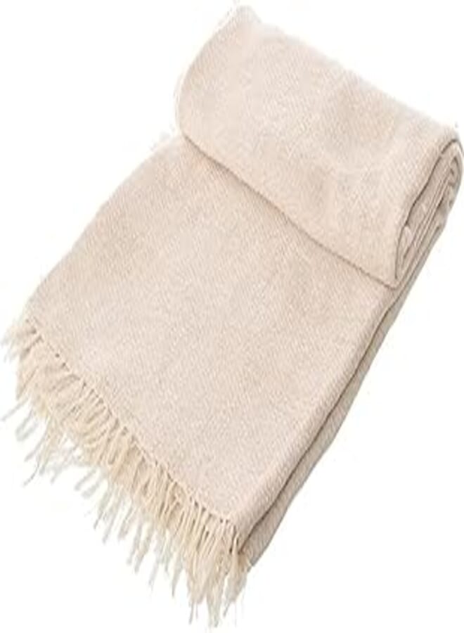 Akhmim Handmade Linen Coverlet for Bed 240x180cm - Beige -27 