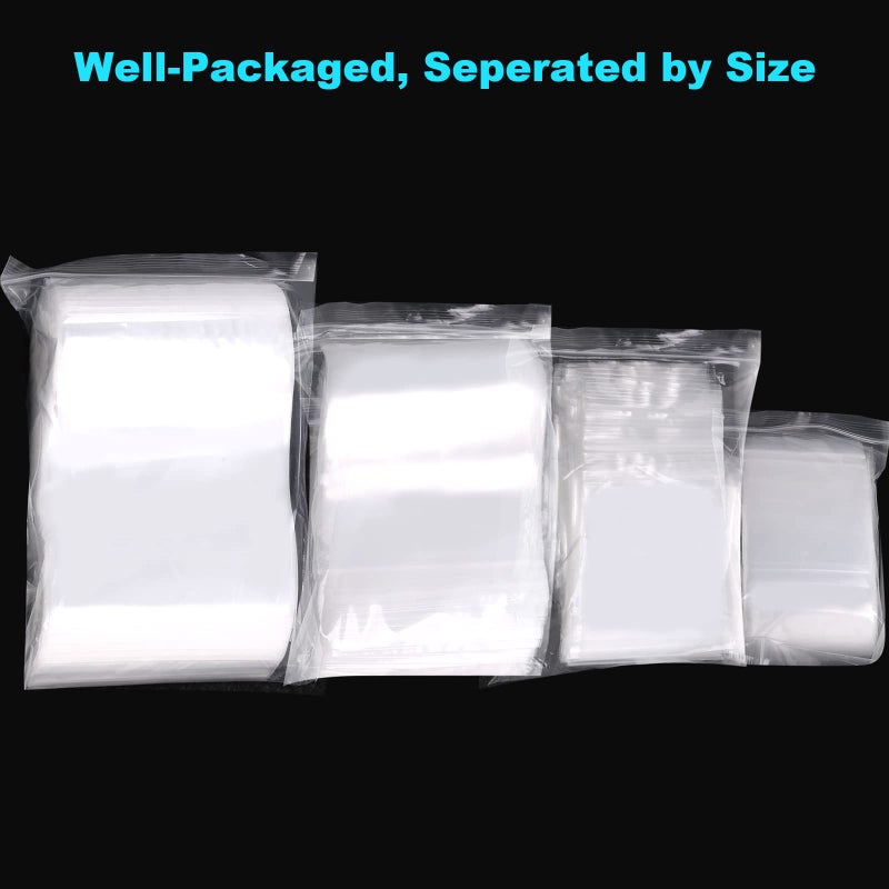 VOPTON 400 Pcs Small Plastic Bags, Resealable Clear Jewelry Bags, Small Baggies, Poly Reclosable Mini Bag, 4 Assorted Sizes 6x3.9 4.7x3.1 3.5x2.3 2.7x2IN, 2 Mil Zipper Bag for Jewelry Pill Packaging VOPTON - Image 5