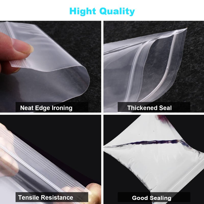 VOPTON 400 Pcs Small Plastic Bags, Resealable Clear Jewelry Bags, Small Baggies, Poly Reclosable Mini Bag, 4 Assorted Sizes 6x3.9 4.7x3.1 3.5x2.3 2.7x2IN, 2 Mil Zipper Bag for Jewelry Pill Packaging VOPTON - Image 3
