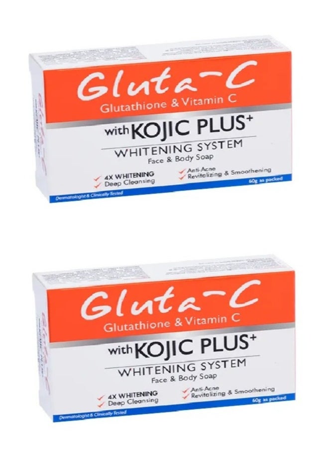 GLUTA C Two Pieces Of Face And Body Soap With Kojic Plus 60x2 g  - Image 1