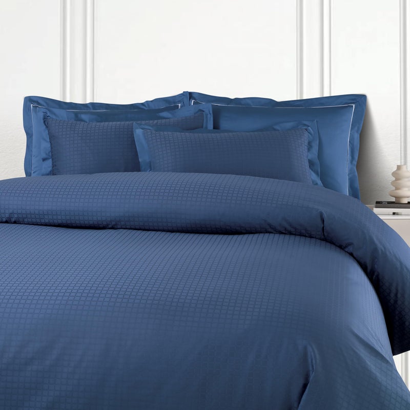 Malako Como Jacquard Legion Blue 100% Cotton King Size Bedsheet with 2 Pillow Covers - Image 2