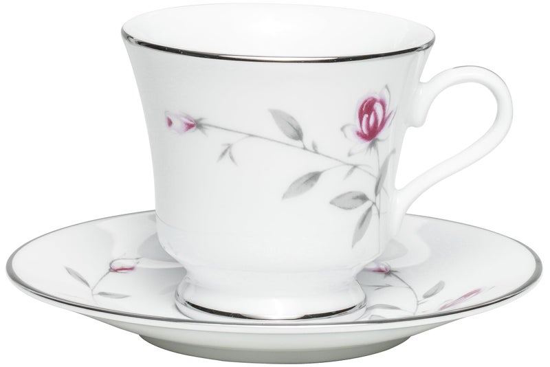 DANKOTUWA, world-class tableware Dankotuwa Fine Porcelain Service for 6 Platinum Craft Tea/Coffee Cup and Saucer Set | Vegan, Scratch Resistant and Light Weight | Gift for Anniversary Housewarming12 Pieces 210 ml (Lasting Rose) - Image 2