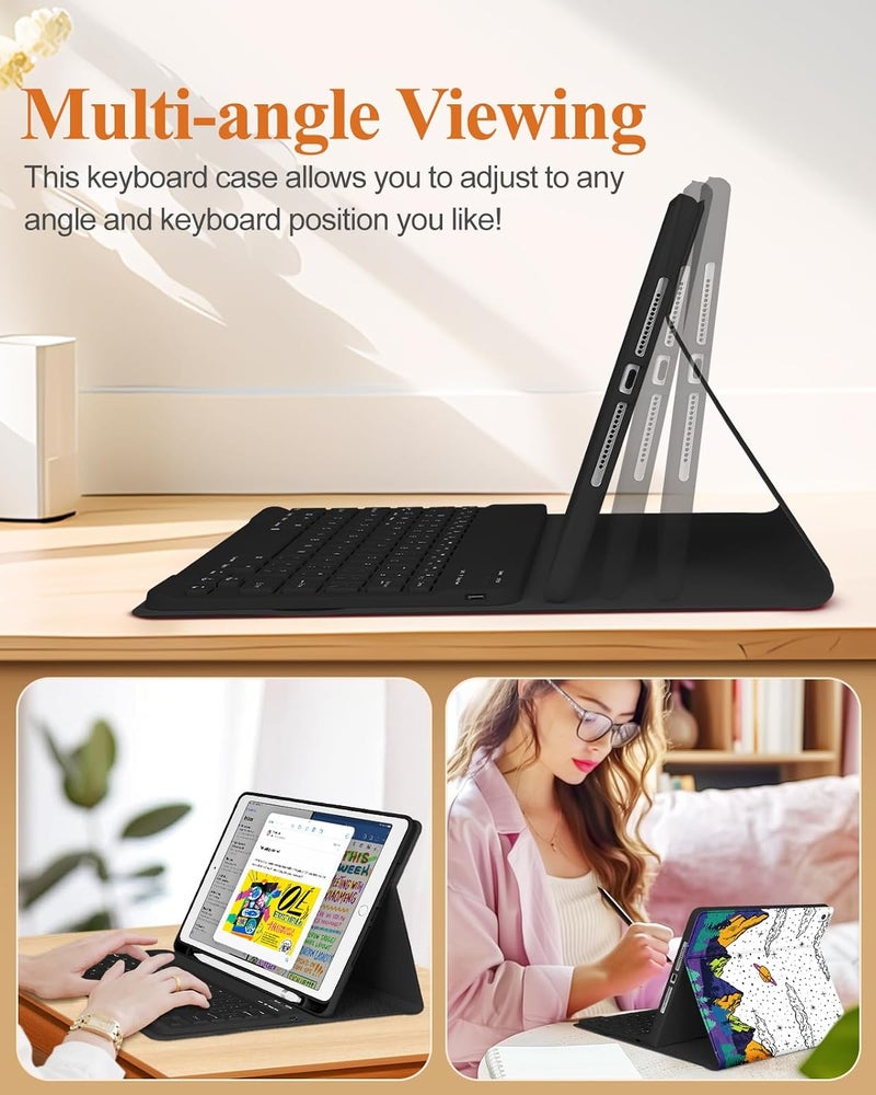 Wazzasoft for iPad 9th/8th/7th/Air 3rd Generation/Pro 10.5 Inch Case Keyboard Pencil Holder Folio Tablet Cover Men Boys Cute Teen Cool Fun Funny Alien Unique Design for Apple 10.2 & 10.5 Inch - Image 5