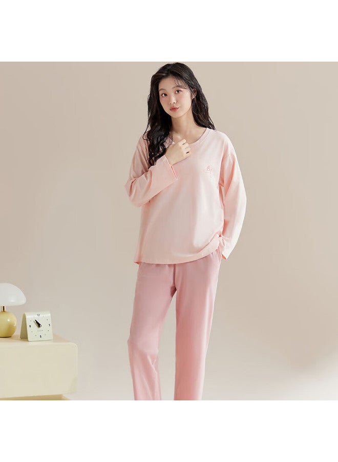 Ordifen Ordifen [with Chest Pads, Antibacterial Pure Cotton] Women's Pajamas, Long Sleeves, Wearable Outside, Home Loungewear Set, Pink, Size L  - Image 3