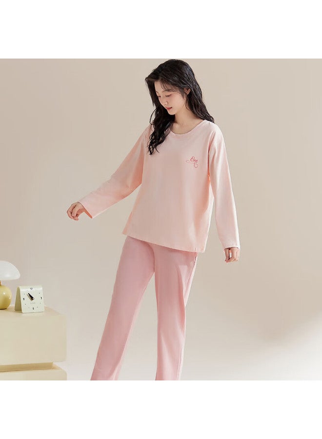 Ordifen Ordifen [with Chest Pads, Antibacterial Pure Cotton] Women's Pajamas, Long Sleeves, Wearable Outside, Home Loungewear Set, Pink, Size L  - Image 4