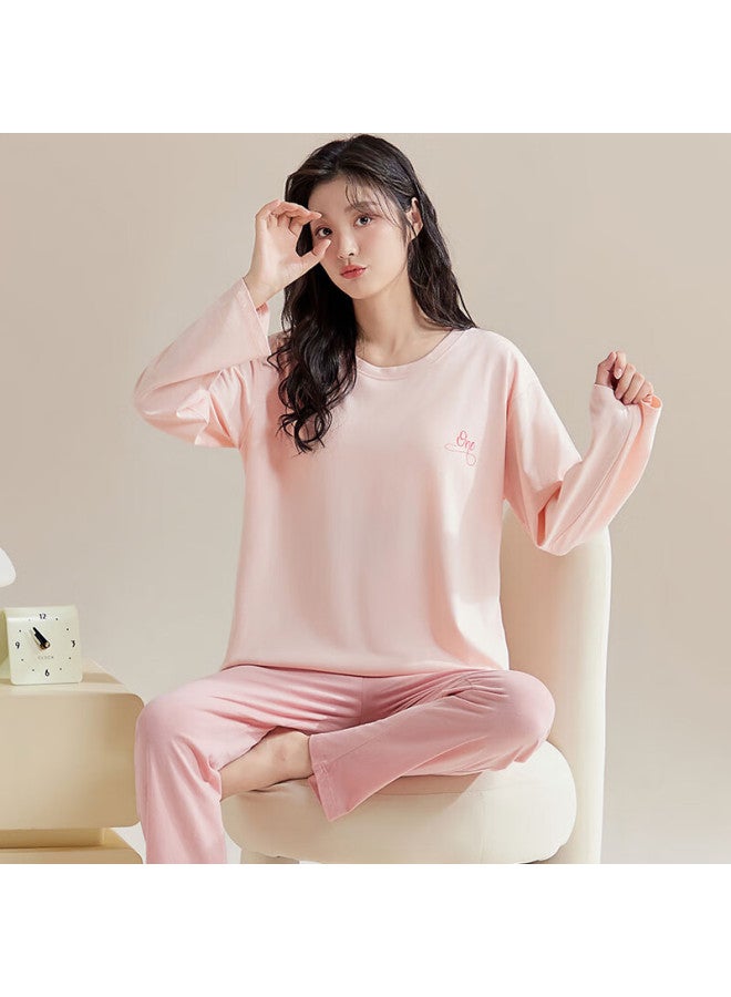 Ordifen Ordifen [with Chest Pads, Antibacterial Pure Cotton] Women's Pajamas, Long Sleeves, Wearable Outside, Home Loungewear Set, Pink, Size L  - Image 5