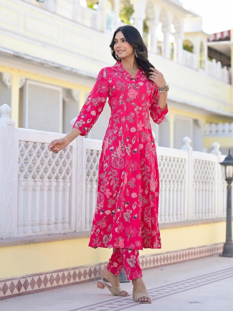 Stylum Women's Floral Printed Rayon Kurti Pant Set - Image 3
