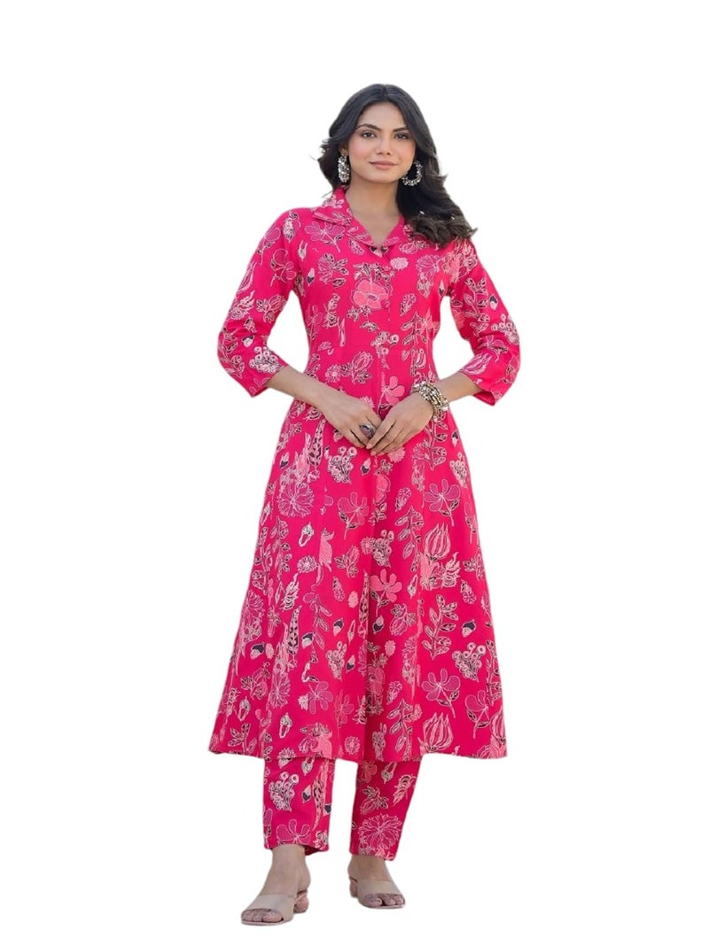 Stylum Women's Floral Printed Rayon Kurti Pant Set - Image 1