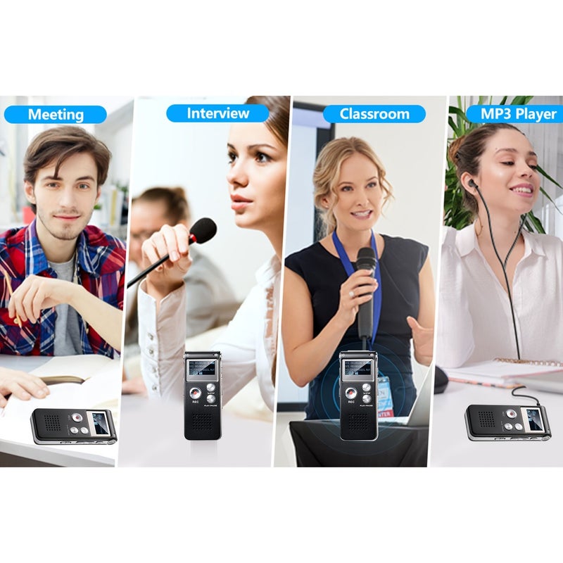 مسجل صوت رقمي مطور بسعة 32 جيجابايت مع مشغل MP3 ومنفذ USB للمحاضرات والاجتماعات والمقابلات - Image 2