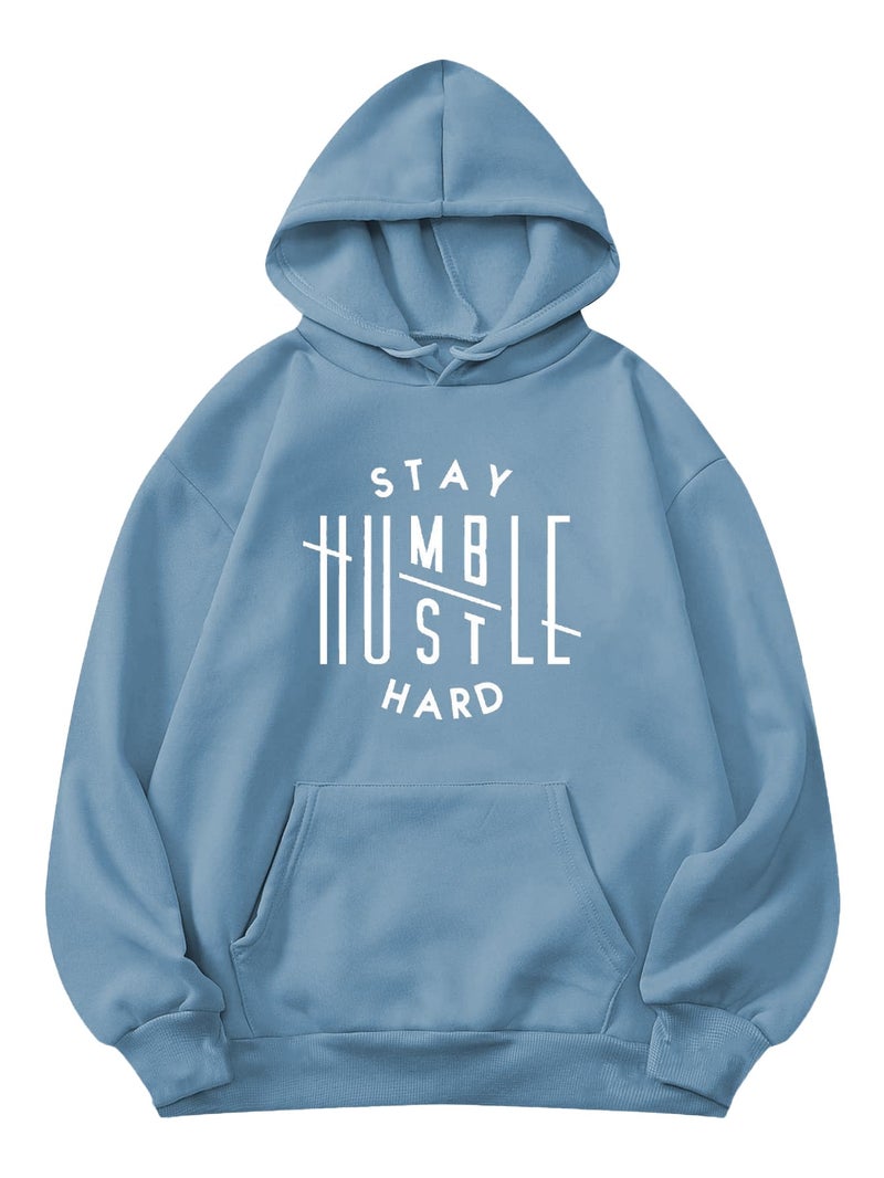 TAGDO Men's Printed Hooded Neck Hoodie (RF-Humble-HDY-2014-Aqua-XXL) - Image 3