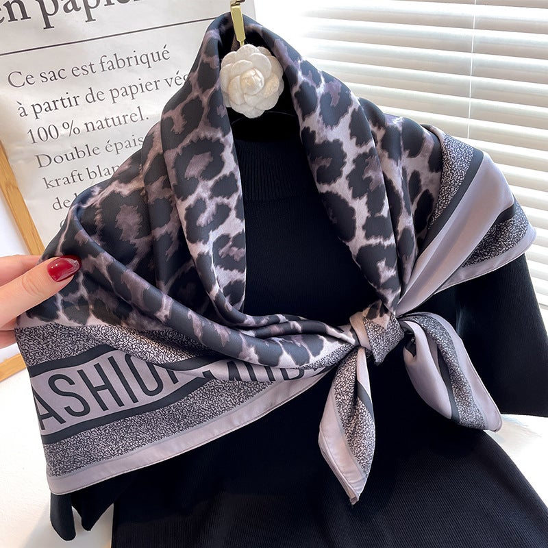 Rose Scarf Women's Twill Large Square Scarf All-match Decorative Shawl Autumn and Winter Scarf Color Matching Fashion Scarf Sunscreen  - Image 1