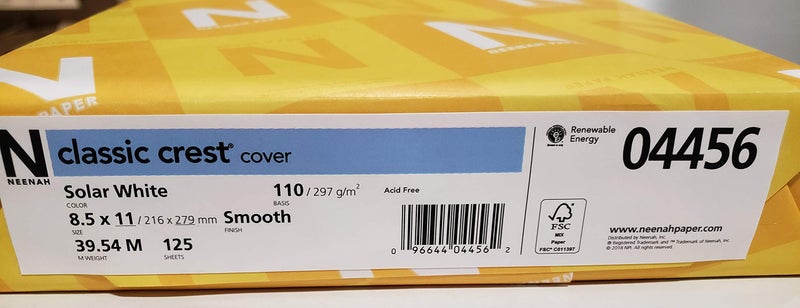 Neenah Paper 4456 Neenah 110lb Classic Crest Cardstock 8.5"X11" 125 per Package - Image 2