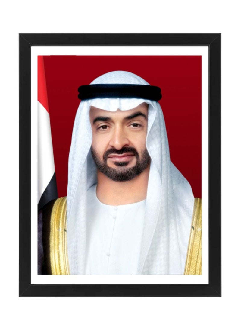 Boomah Accessories 3-Piece Official Portrait Of HH Shaikh Khalifa With HH Sheikh Mohamed bin Zayed and Sheikh Khalid bin Mohamed Poster With Frame 30x40cm  - Image 3