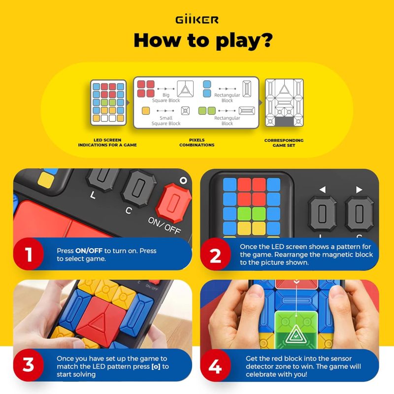 Giiker Magnetic Puzzle: Gray Compact Handheld Console - Builds Critical Thinking Skills Portable Brain Teaser for Travel, Kids 6+, Adults, Fidgeters, ADHD Support - Image 4