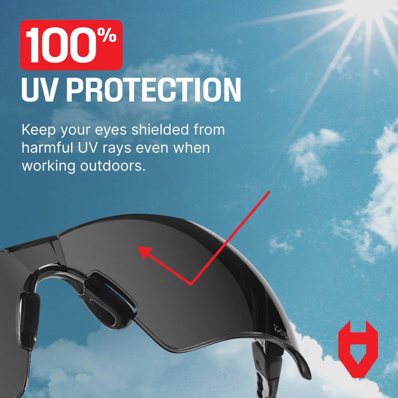 NoCry Anti-Fog Safety Sunglasses for Men with Scratch Resistant Lenses â€” Tinted Safety Glasses for Construction with 100% UV Protection â€” ANSI Z87.1 Work Sunglasses with Adjustable Temples & Nose Pad - Image 4