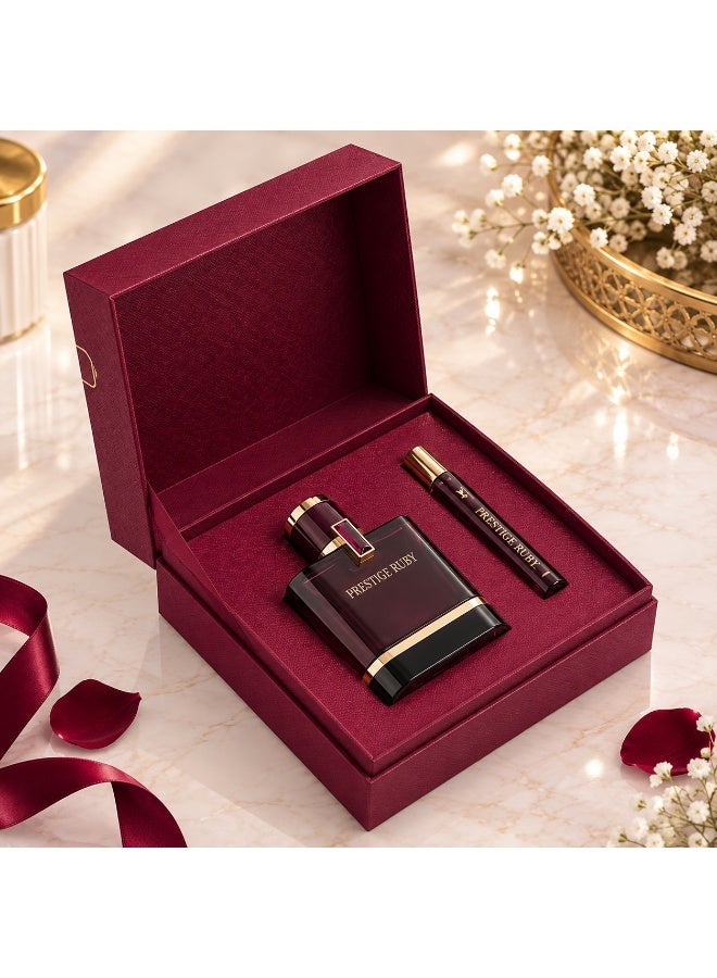 Al majed oud original Prestige Ruby Unisex Luxury Fragrance Set - 100ml Perfume & 10ml Essential Oil - Image 2