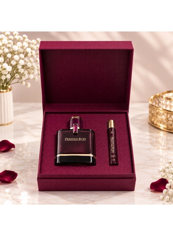 Al majed oud original Prestige Ruby Unisex Luxury Fragrance Set - 100ml Perfume & 10ml Essential Oil - Image 3