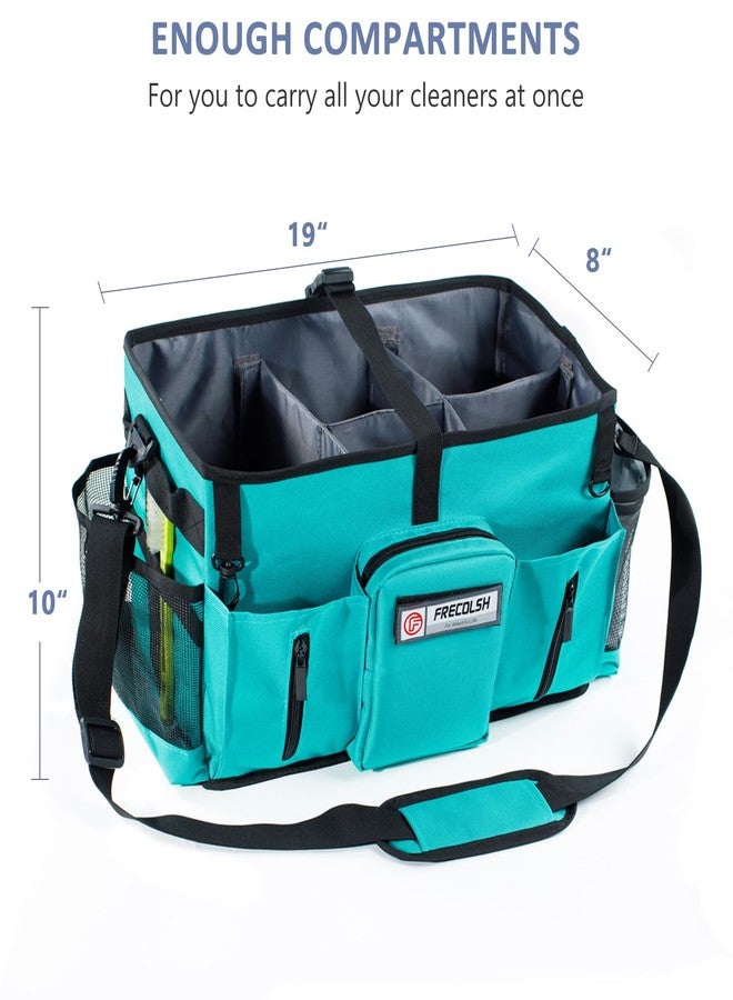 FRECOLSH Large Cleaning Supplies Organizer-Cleaning Caddy Organizer With Handles & Shoulder Strap-Cleaning Bags for Cleaning Suppliers-Housekeepers Wearable Cleaning Tote 2023 Upgraded, Teal - Image 5