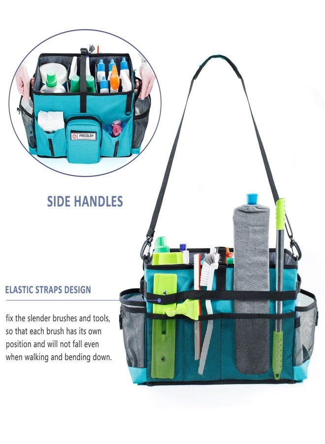 FRECOLSH Large Cleaning Supplies Organizer-Cleaning Caddy Organizer With Handles & Shoulder Strap-Cleaning Bags for Cleaning Suppliers-Housekeepers Wearable Cleaning Tote 2023 Upgraded, Teal - Image 4