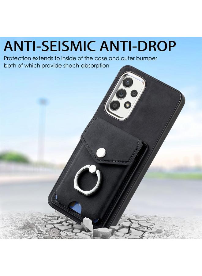 اس-توب جراب لهاتف Samsung Galaxy A32 4G مصنوع من الجلد المطلي بالكهرباء مع حلقة للبطاقات ومحفظة هاتف - Image 2