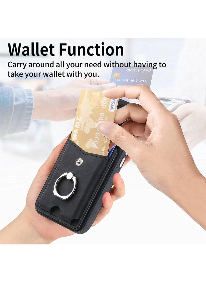 اس-توب جراب لهاتف Samsung Galaxy A32 4G مصنوع من الجلد المطلي بالكهرباء مع حلقة للبطاقات ومحفظة هاتف - Image 5