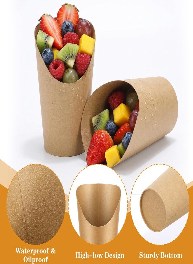Xaajooio 100 Pcs Disposable Charcuterie Cups Sets, Paper Snack Boxes with 200 Cocktail Picks 100 Bags and Ties, Individual Appetizer French Fry Holders for Party Supplies, Brown - Image 4