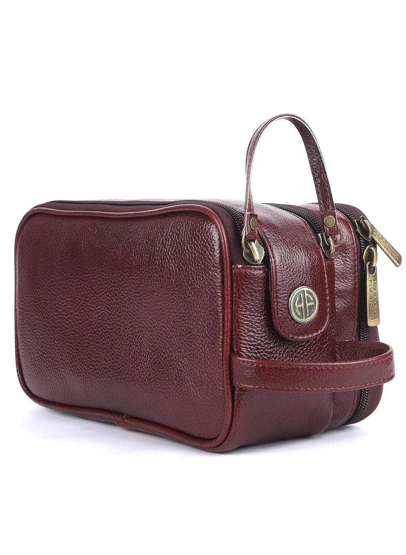 HAMMONDS FLYCATCHER Unisex-Adult Genuine Leather Shaving Bag Leatheropp Kit Travel Toiletry Bag-Hygiene & Grooming Kitganizer-Cruelty-Free Leather and Hand Stitched Vanity Case S TOC4002_BR(N) | DJDR