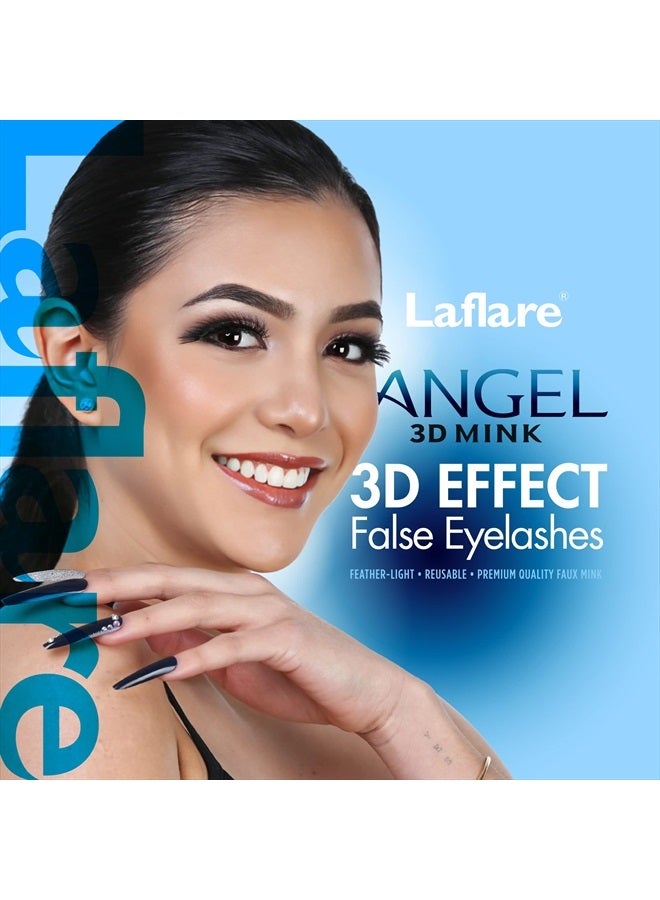 Laflare 3D MINK ANGEL Eyelashes, Soft, Feather-Light, Double-Layer, Voluminous, Glamorous, Fluffy, Striking Look, Reusable Premium Quality False Mink Lashes (AM04) - Image 3