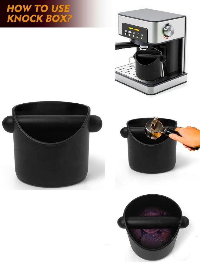 Chase Up Coffee Grounds Bucket Espresso Knock Box Anti Slip Coffee Grind Dump Bin Waste Bin With Detachable Knock Bar For Home or Coffee Shop, Black - Image 4